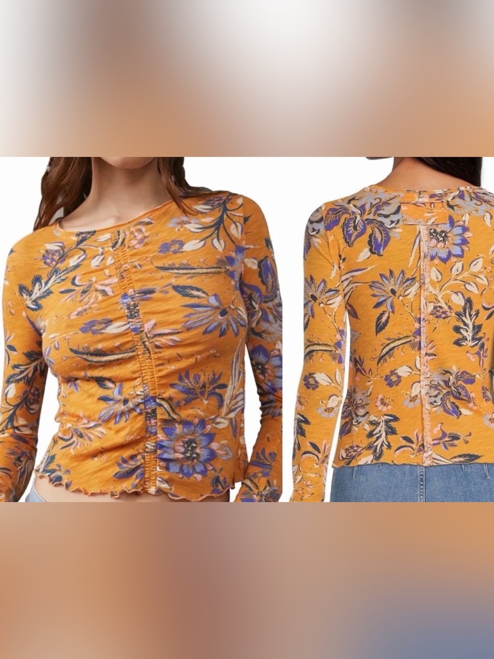 NWT Free People We the Free Dreamed of You Tee in Honey Combo Size S $68 retail